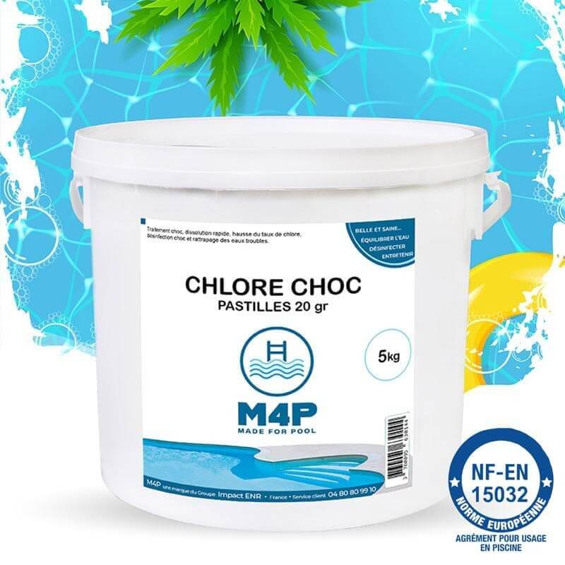 Seau de 5kg de pastilles de Chlore Choc pour chlorer votre bassin